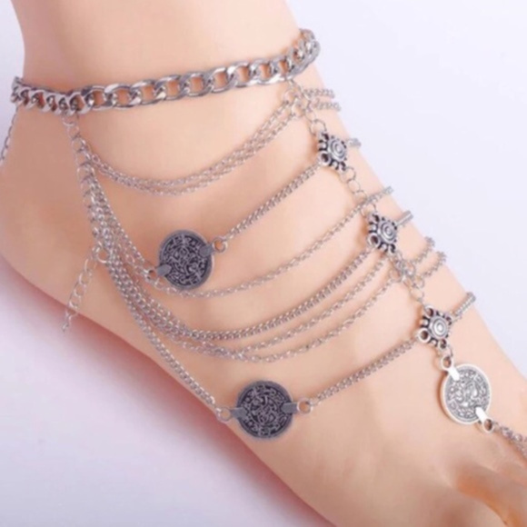 Coin Barefoot Wedding Sandals Body Jewelry - Pair - Picture 3 of 5